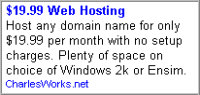 CharlesWorks offers reliable, affordable, competitive web hosting. Contact CharlesWorks for details!